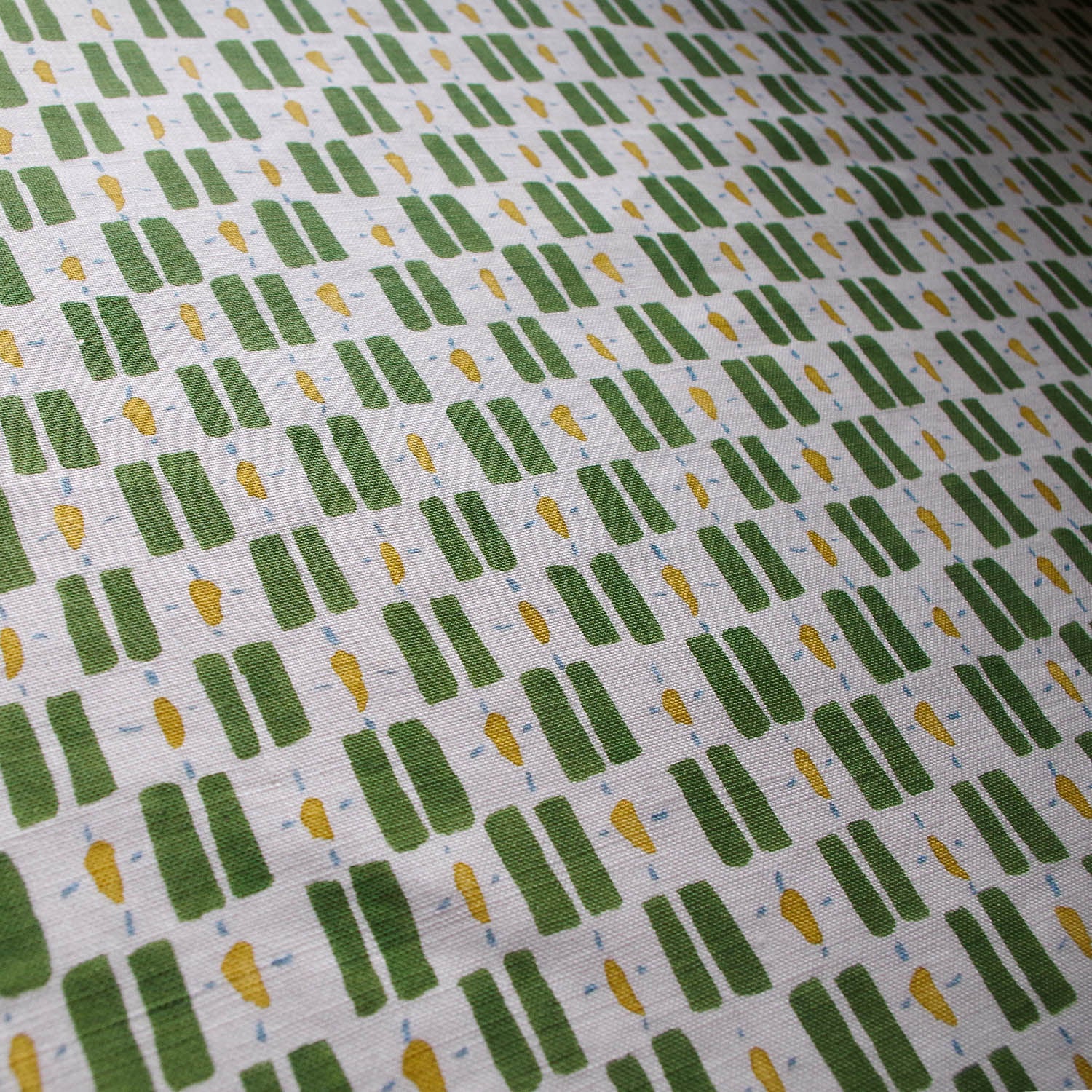 Printed Little Check Fabric - Green
