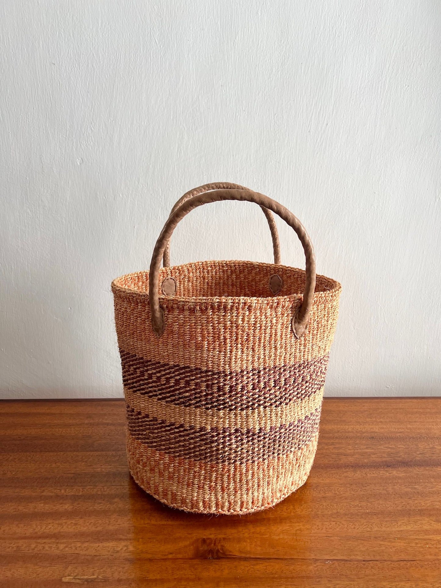 Peach & Purple Sisal Storage Basket
