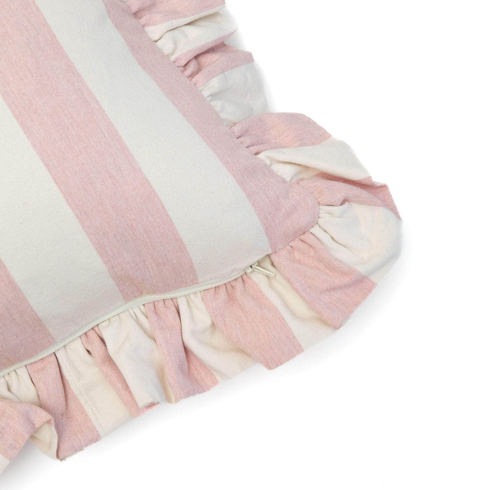 Ruffle Cushion in Pink Stripe