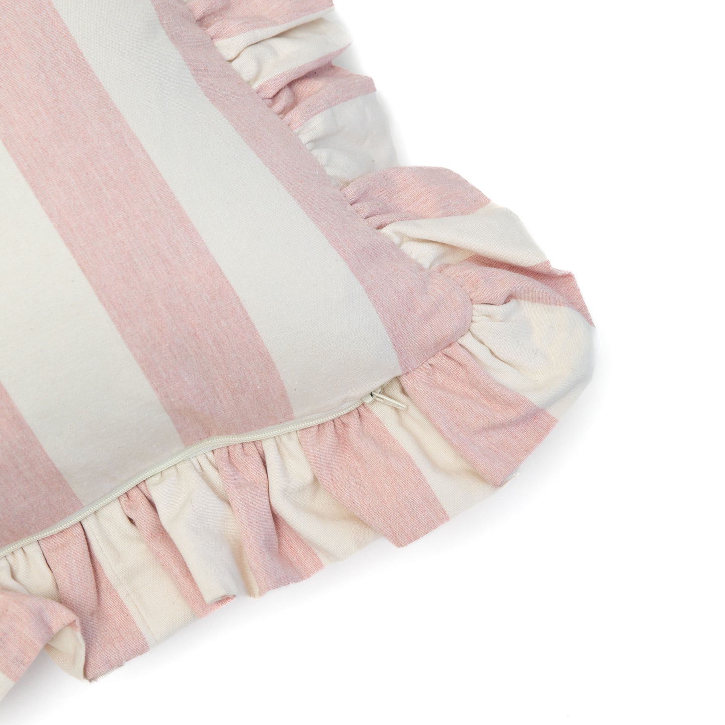 Ruffle Cushion in Pink Stripe