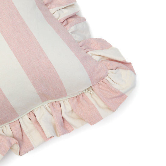 Ruffle Cushion in Pink Stripe