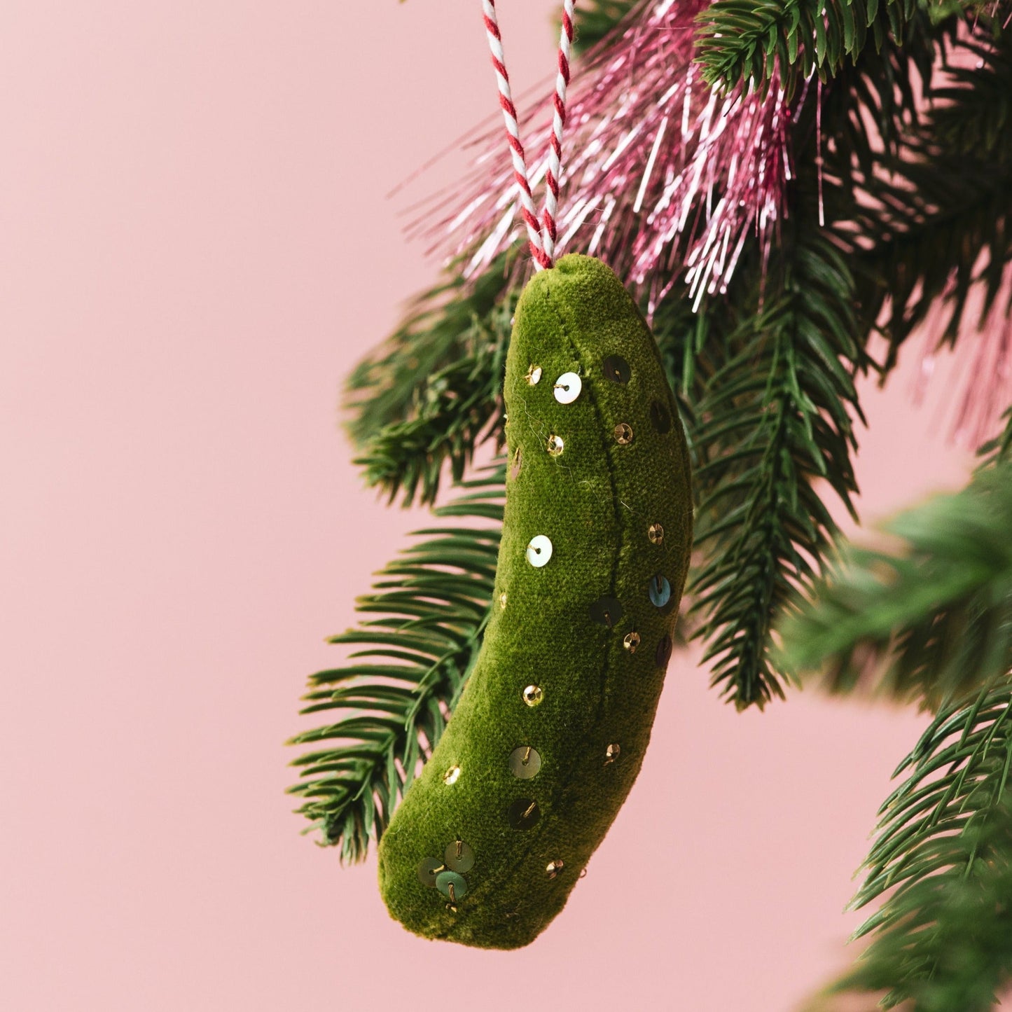 Velvet Sequin Pickle Ornament