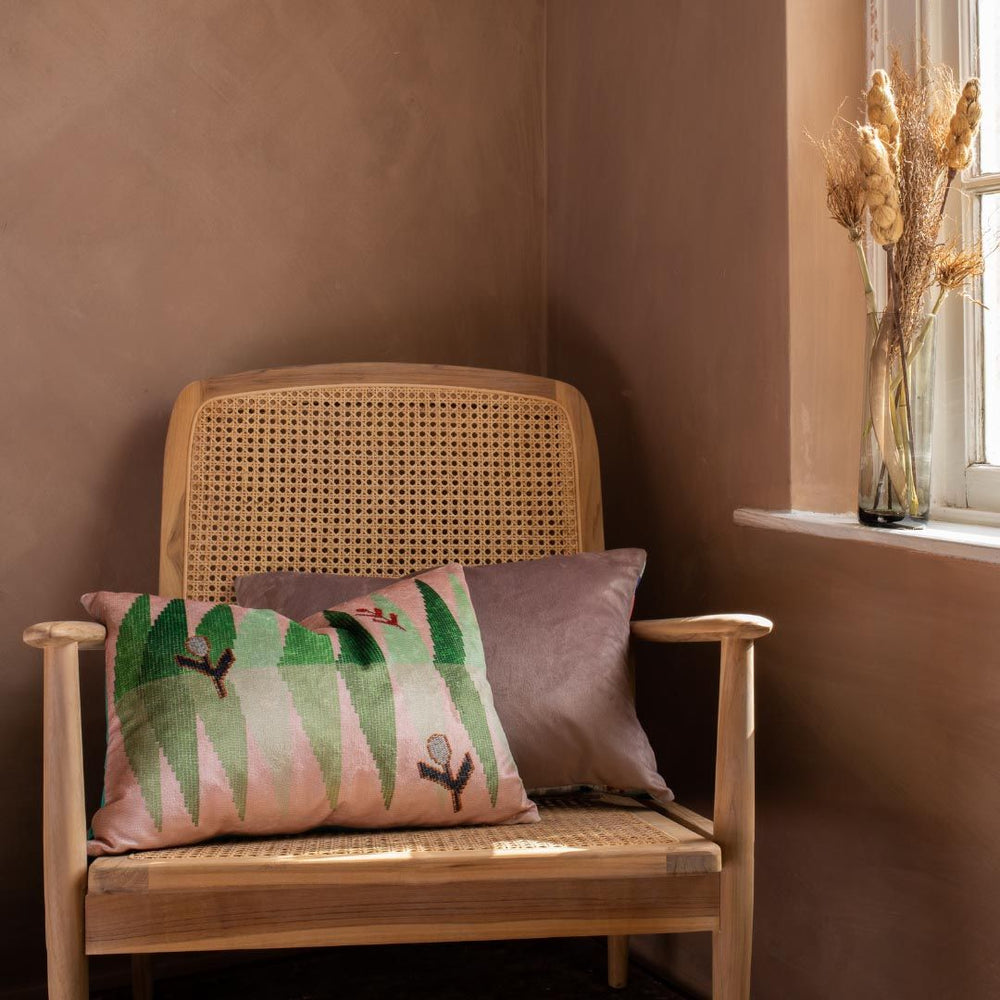Jowi Cushion - Greens & Flushed Pink