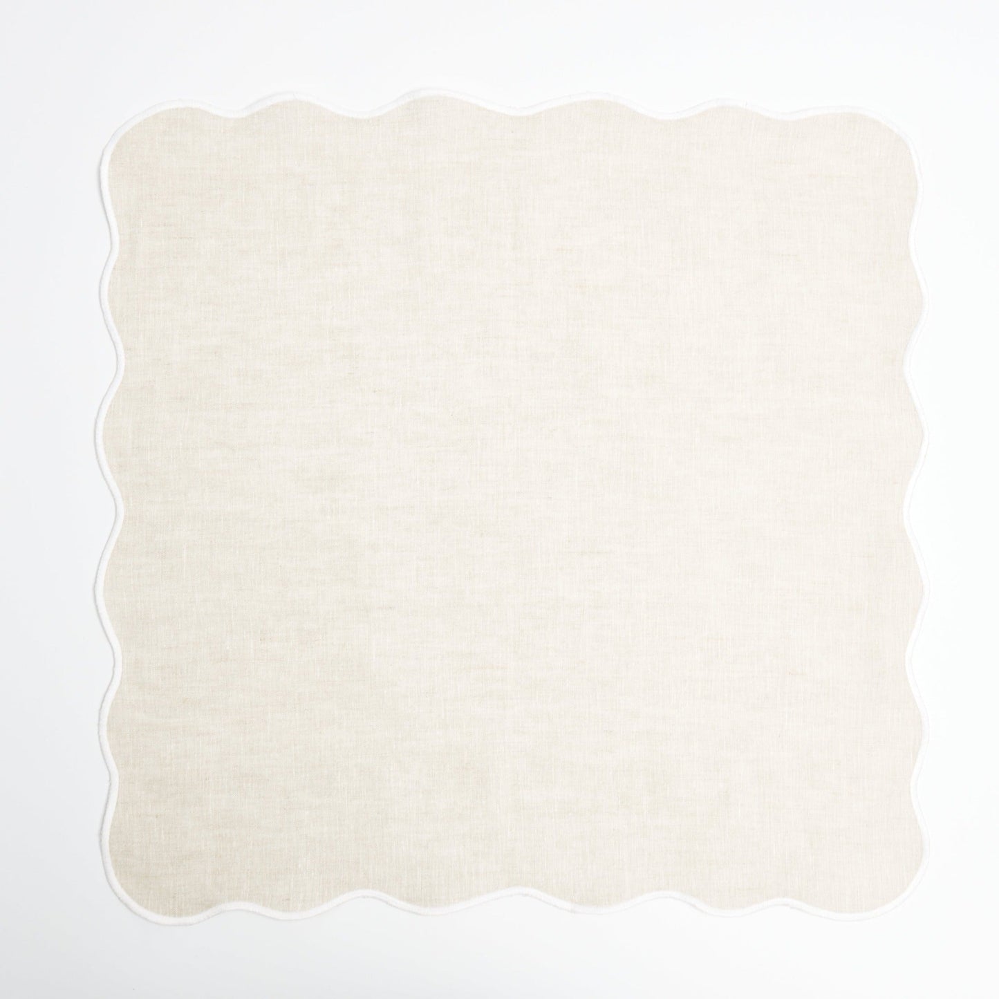 Beige Scallop Napkins With White Embroidery (set of 4)