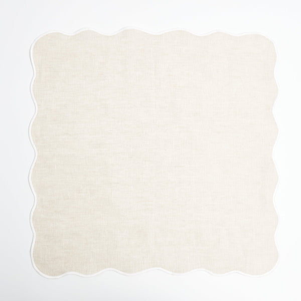 Beige Scallop Napkins With White Embroidery (set of 4)