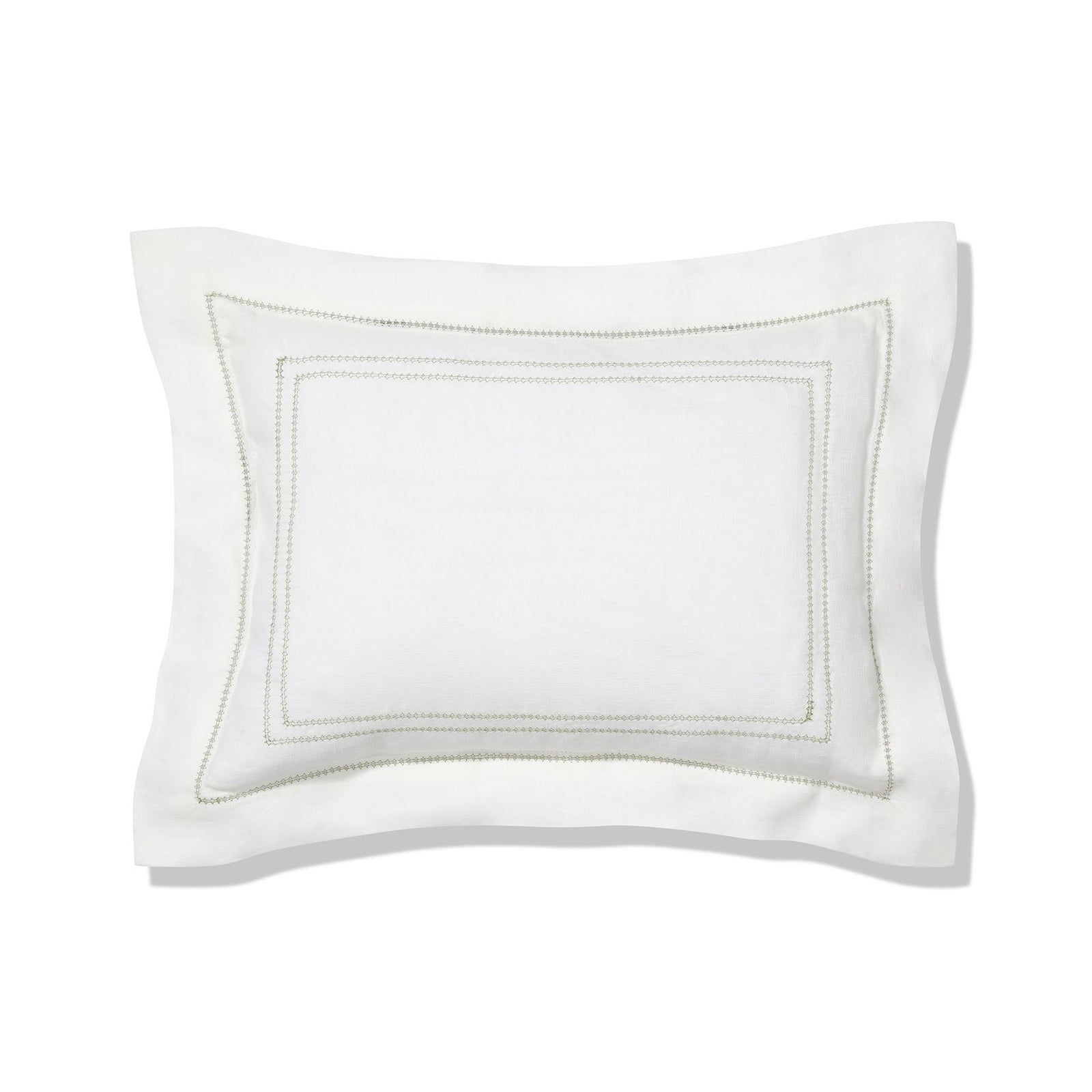 Personalised Boudoir Pillow with Hemstitch in Botanical Green