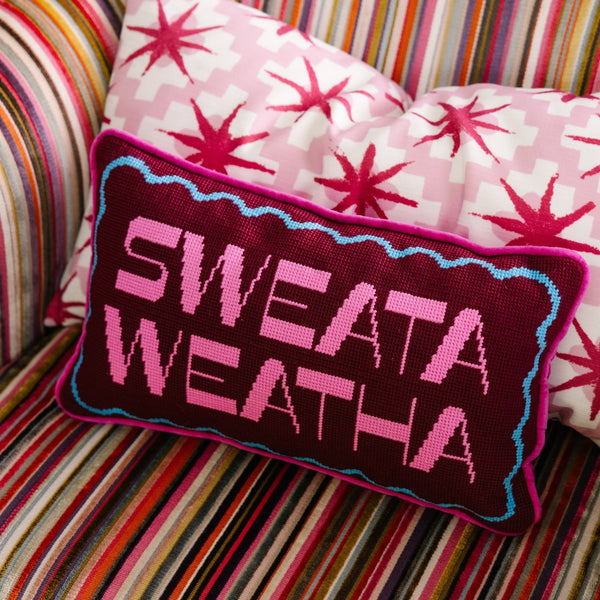 Sweata Weatha Needlepoint Pillow-