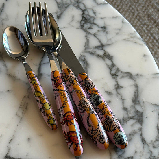 Cutlery Set of 4 Pink Sea