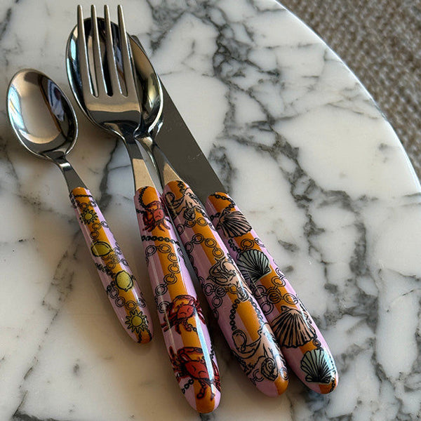 Cutlery Set of 4 Pink Sea