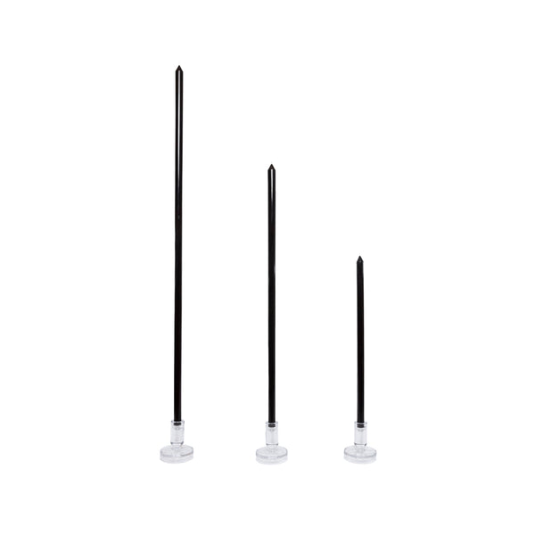Black Tapered METRE Candle Pair