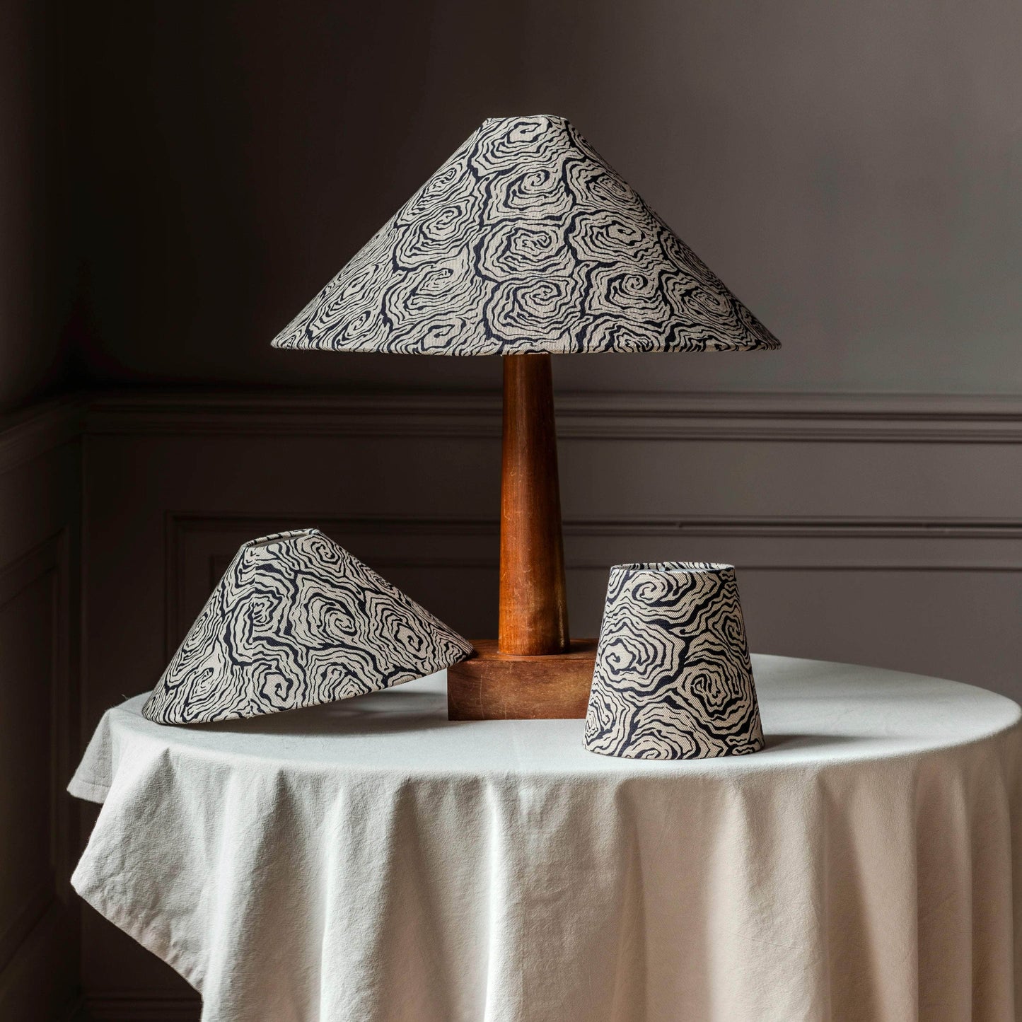 Oysters Monochrome Tapered Cone Lampshade (medium)