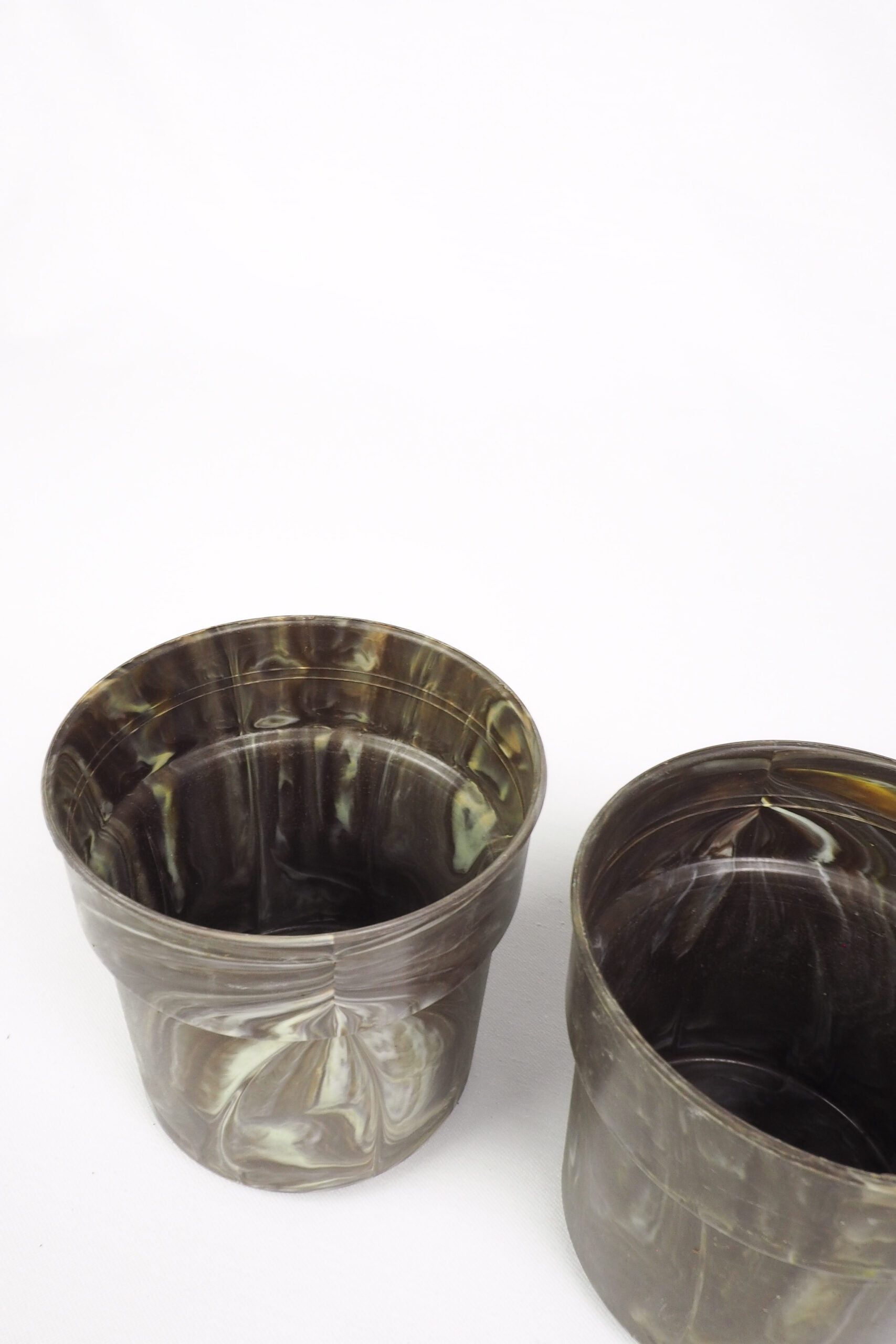 3 Vintage Marbled Plant Pots