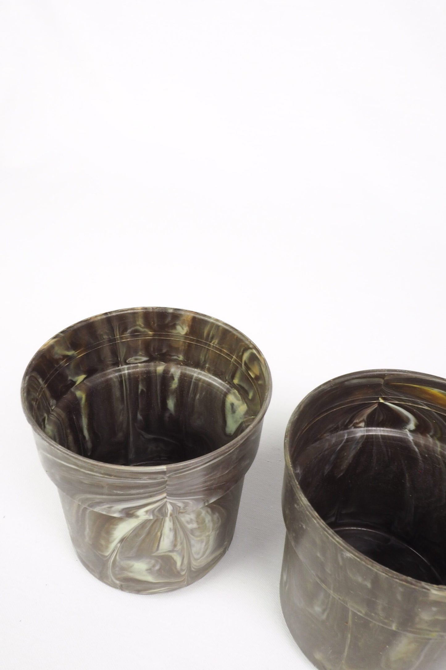3 Vintage Marbled Plant Pots