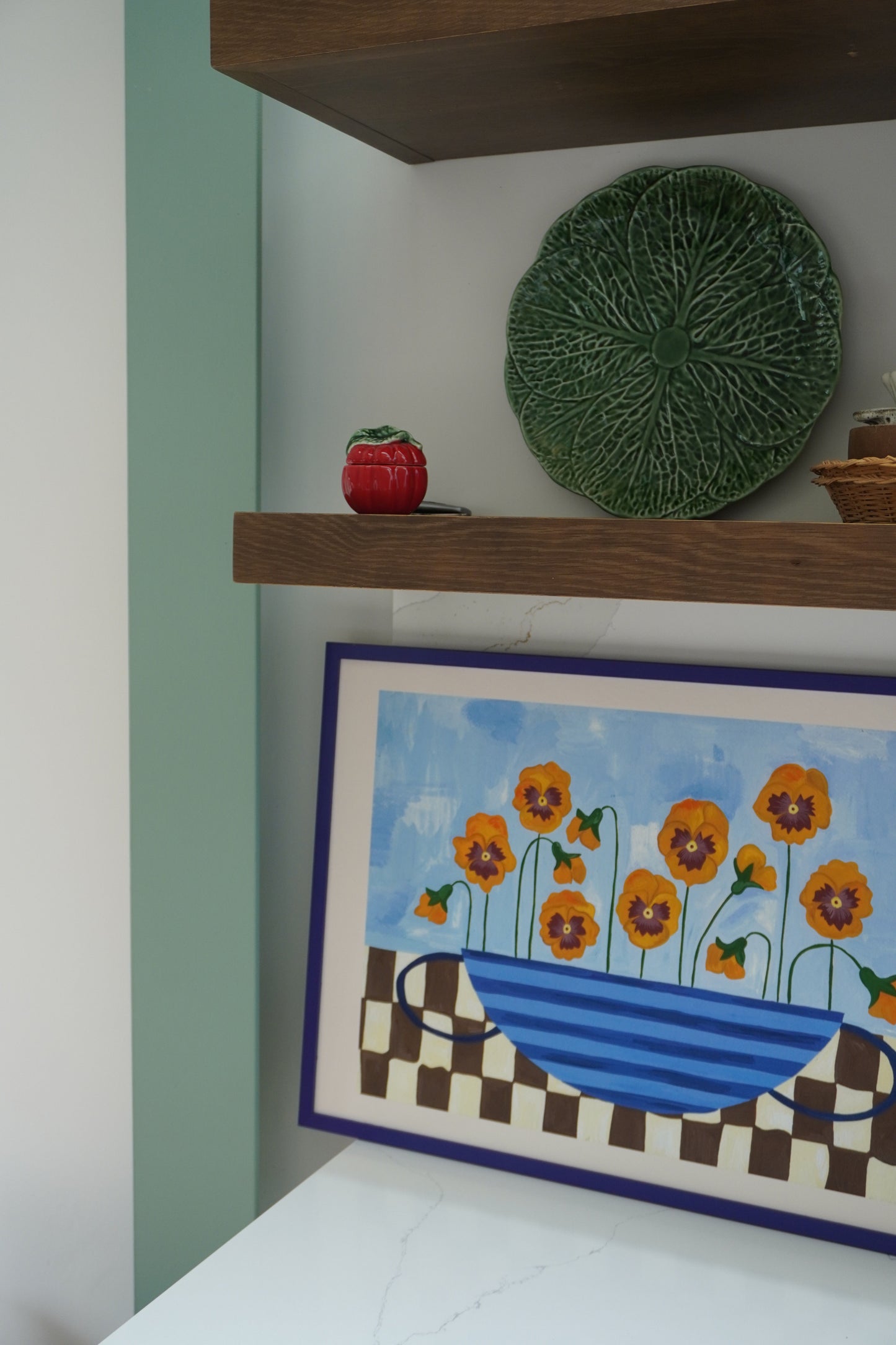 Pansies in Striped Vase Print