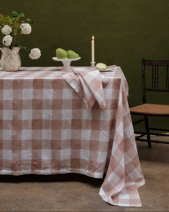 Pink Gingham Tablecloth