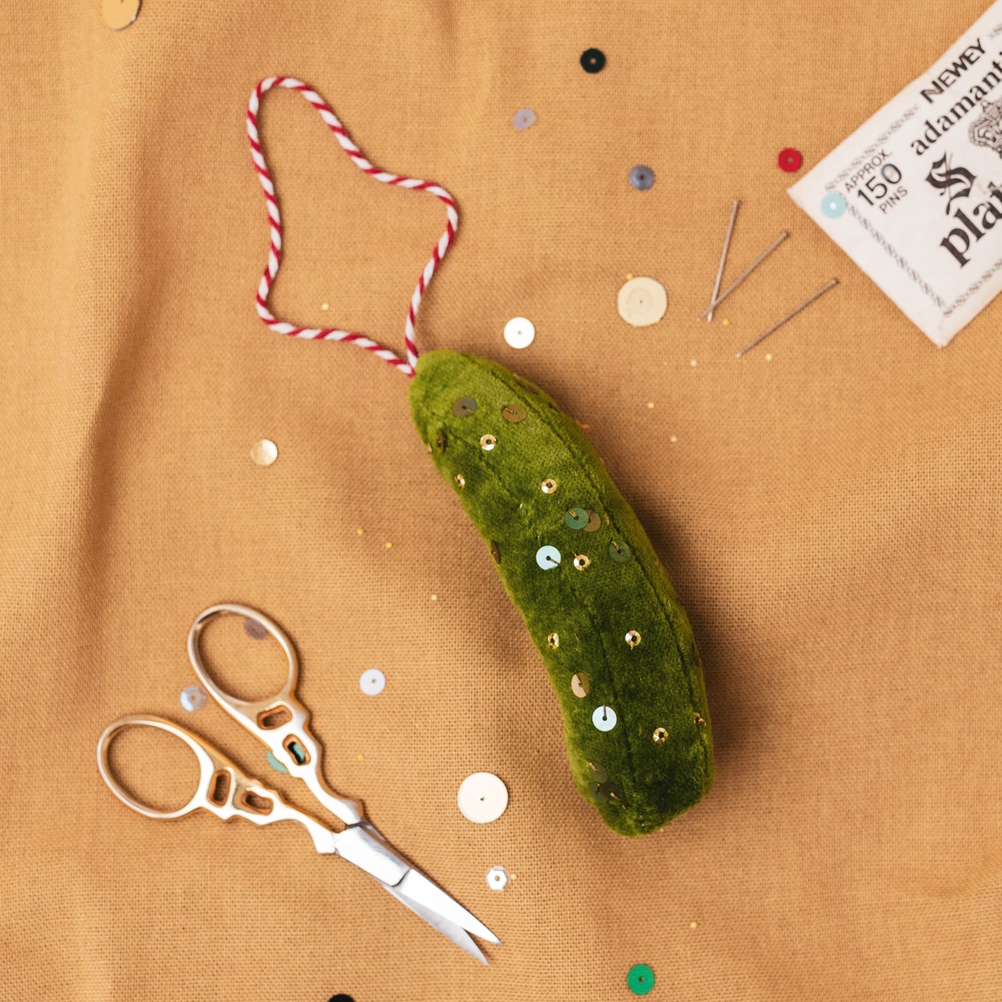 Velvet Sequin Pickle Ornament