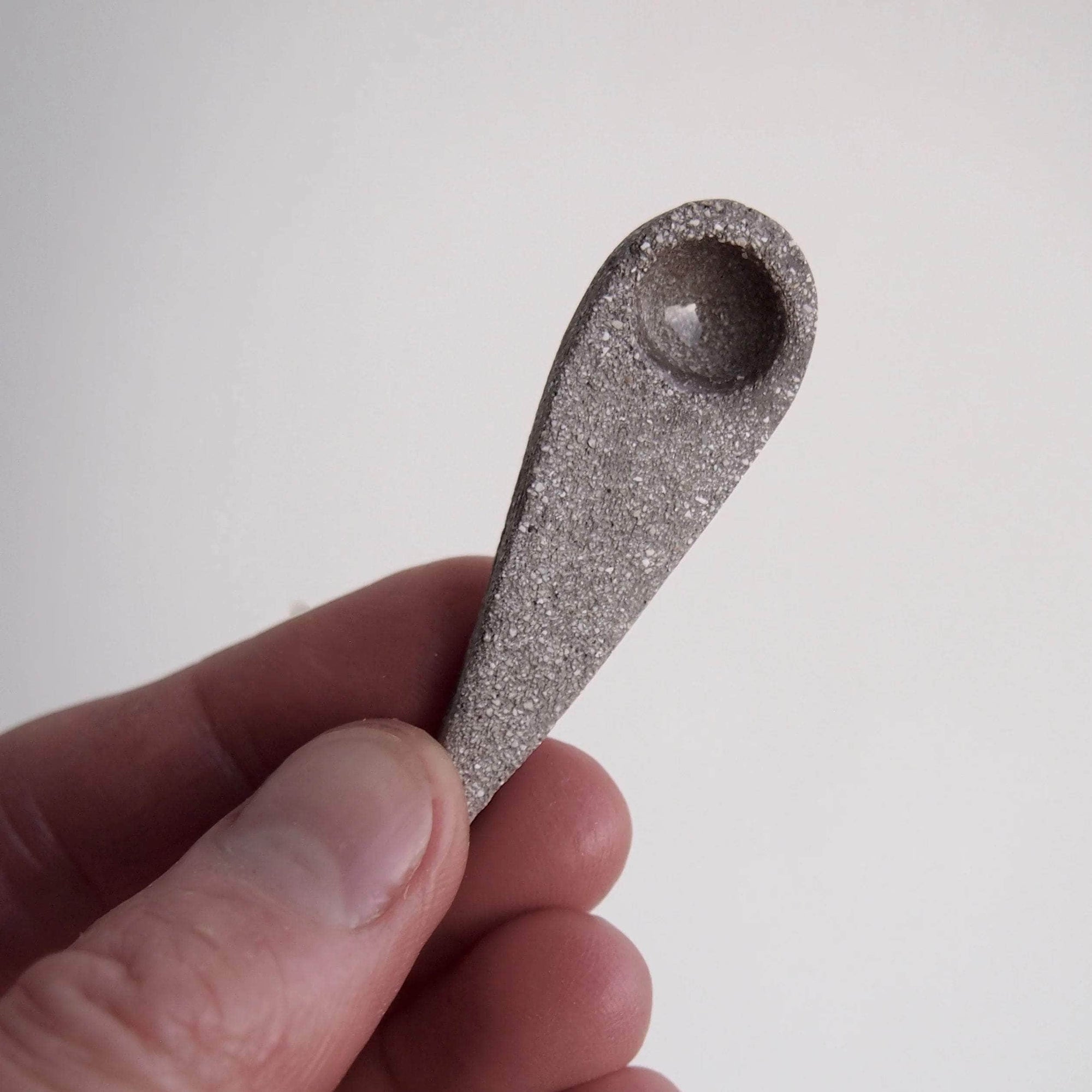 Handmade Mini Grey Ceramic Salt or Spice Spoon