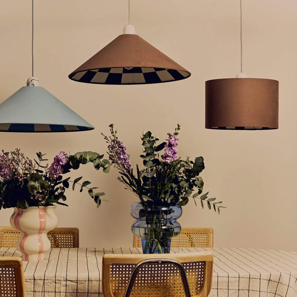Damson Blue Checkered Drum Shade