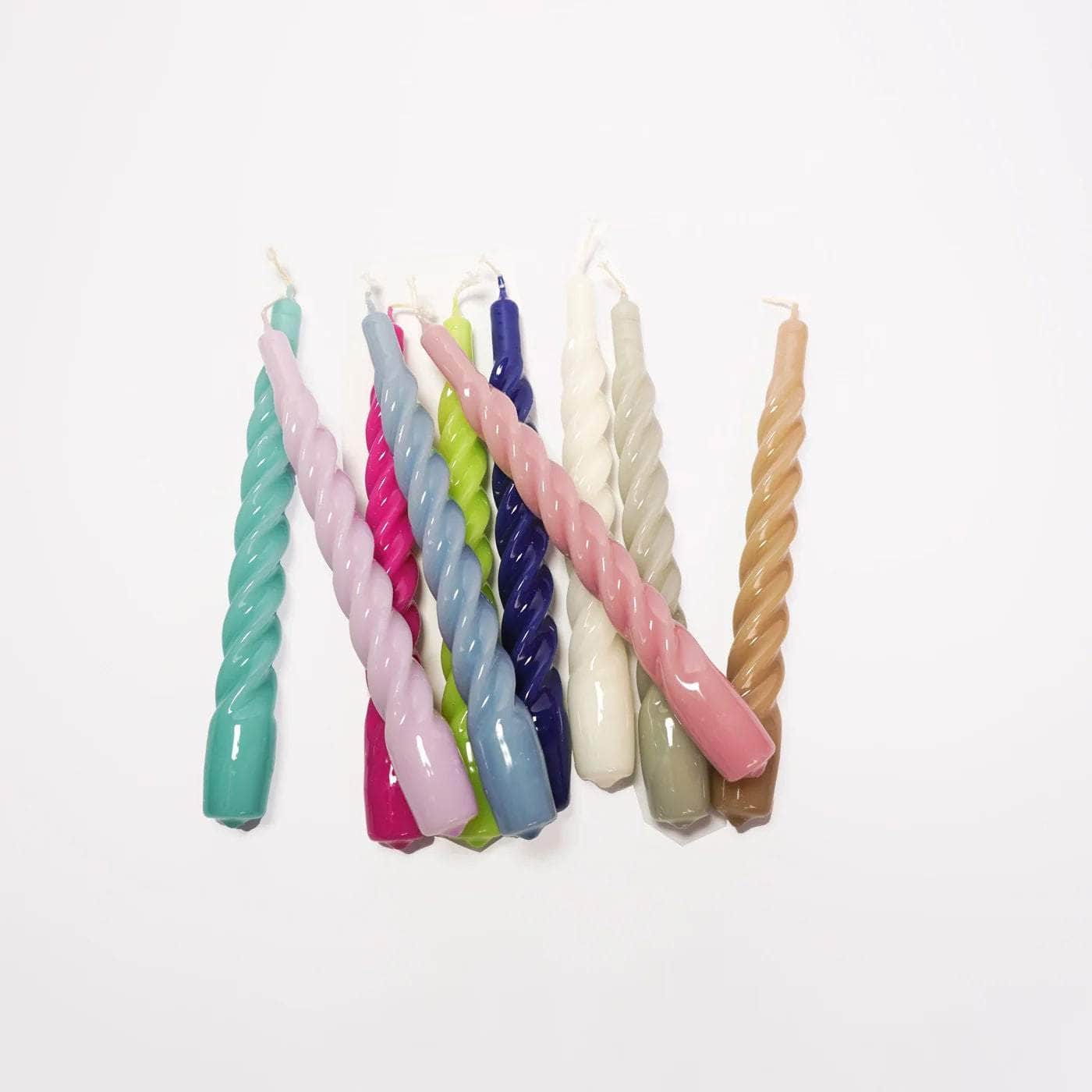 Beige Twisted Gloss Candles - Set of 6