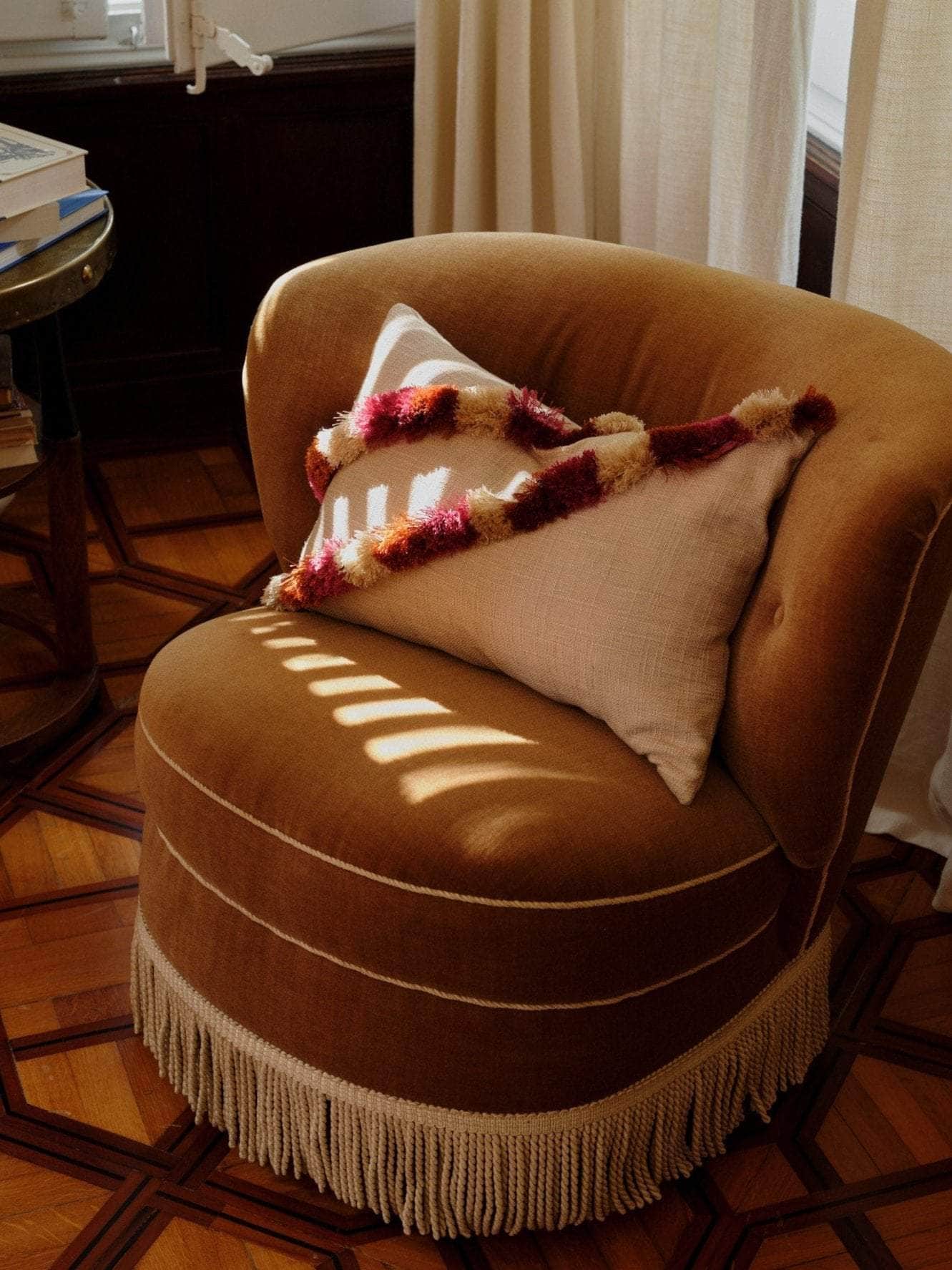 Pillow with Brush Fringe Trim