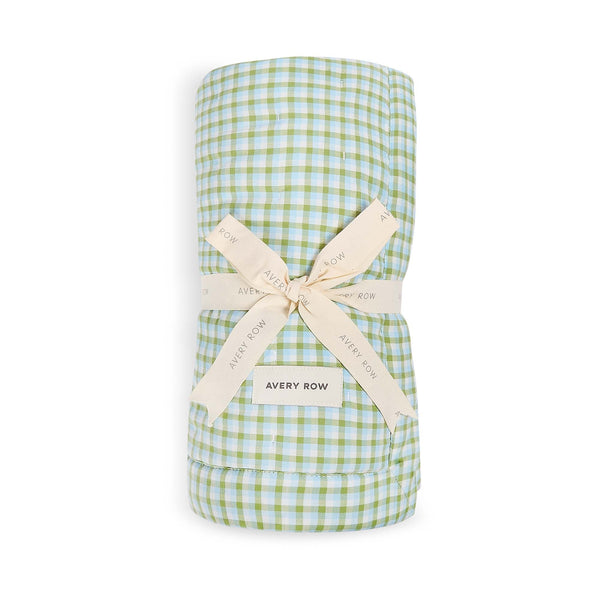 Quilted Single Bedspread - Greenhouse Gingham