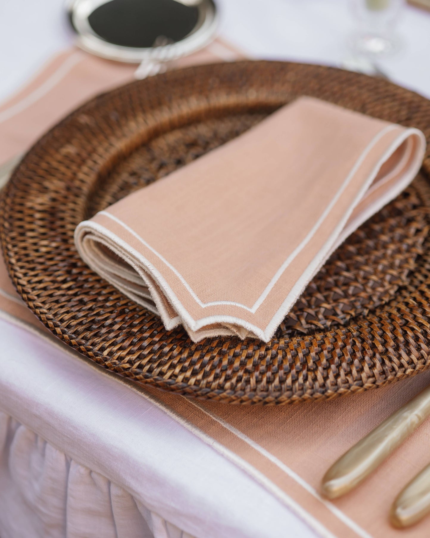 Sal Napkin, Pink with Champagne White