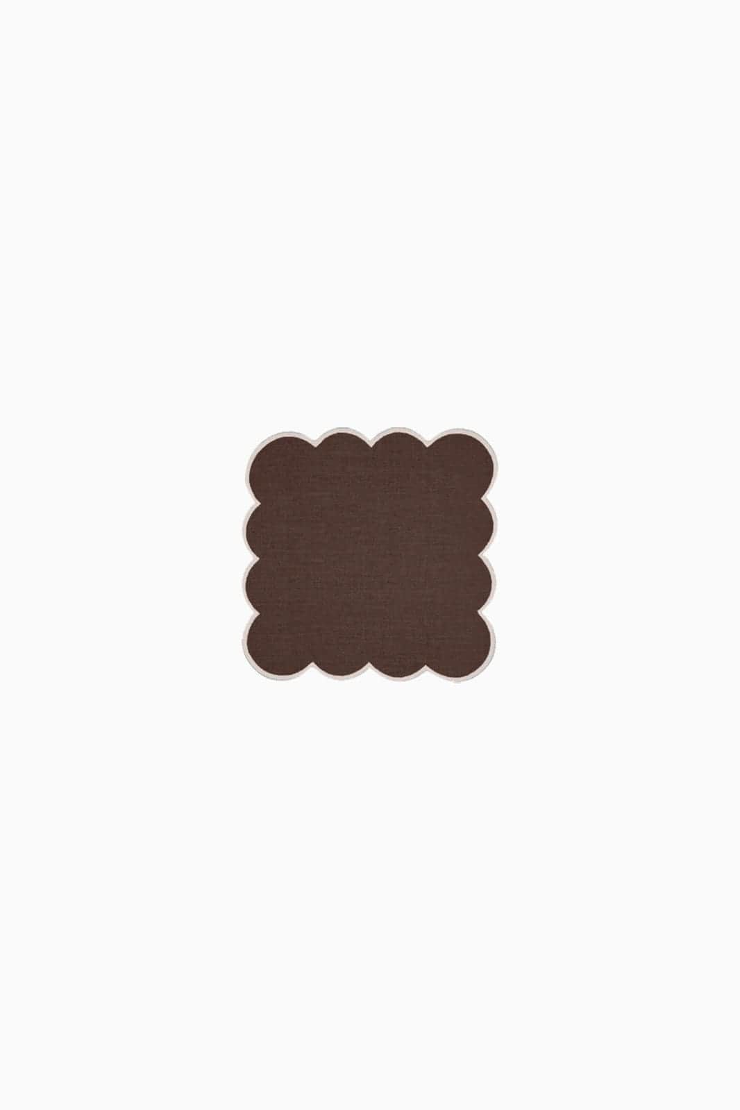 Zero-Waste Scalloped Linen Cocktail Napkins Chocolate - Set of 4