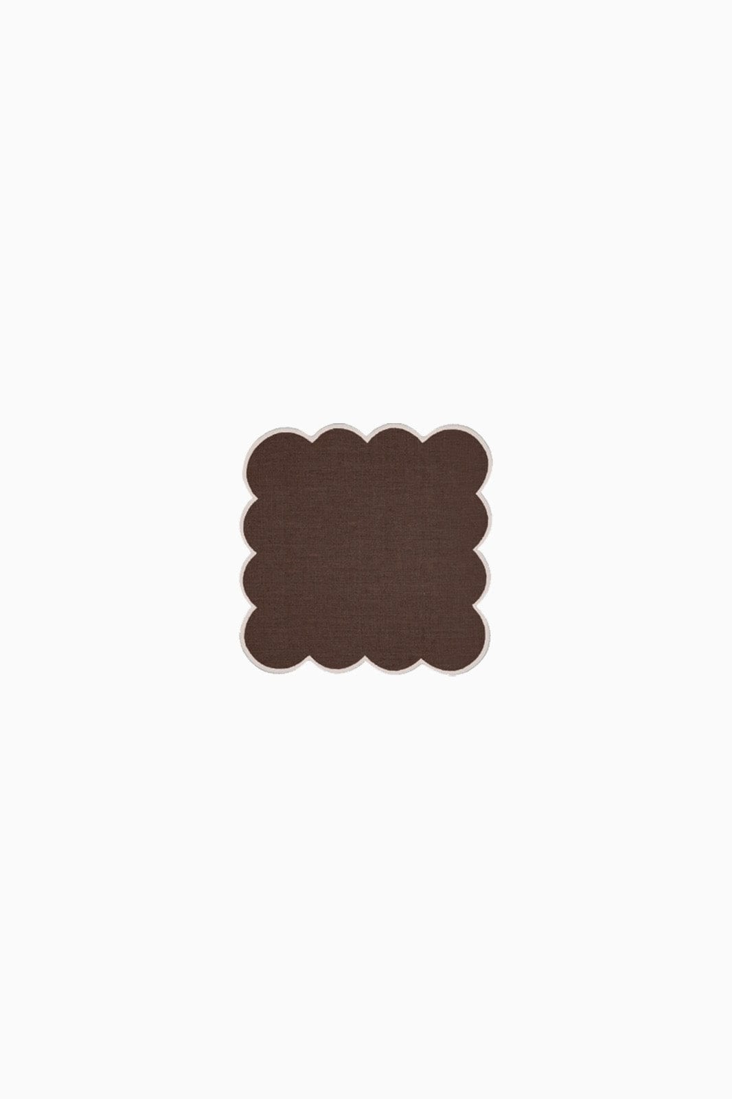 Zero-Waste Scalloped Linen Cocktail Napkins Chocolate - Set of 4