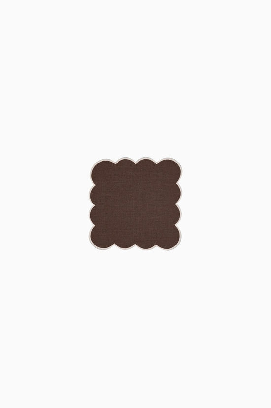 Zero-Waste Scalloped Linen Cocktail Napkins Chocolate - Set of 4