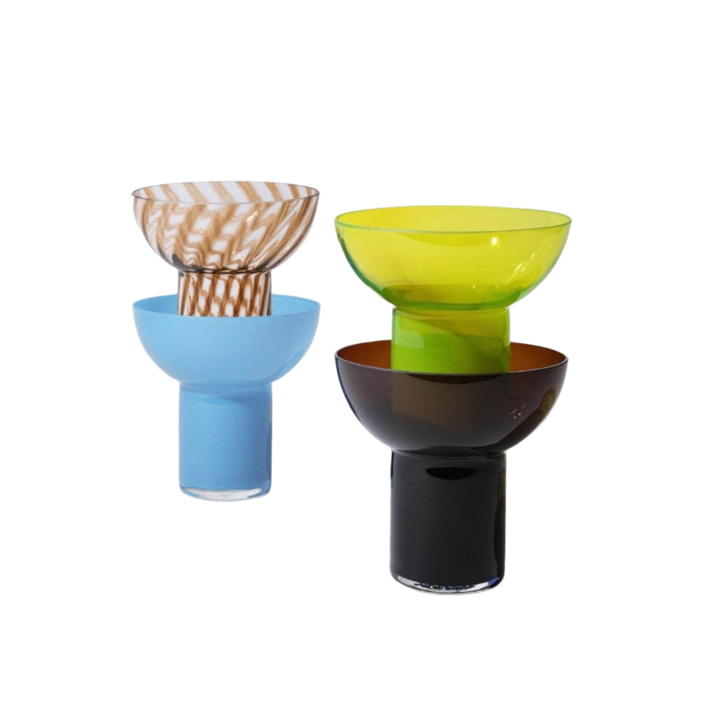 PLASH Glass Mix Set of 4  (Brown, Green, Opal Light Blue, Swirl Brown)