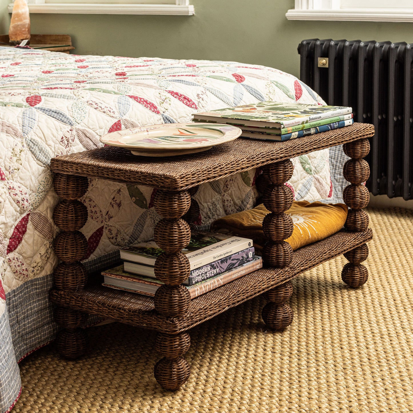 Bobbin Rattan Bench