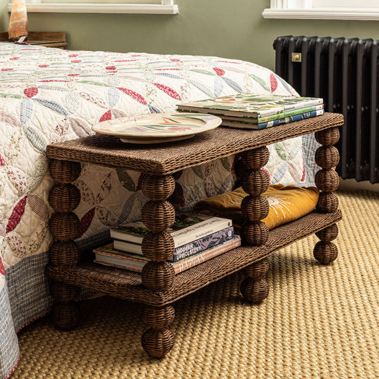 Bobbin Rattan Bench