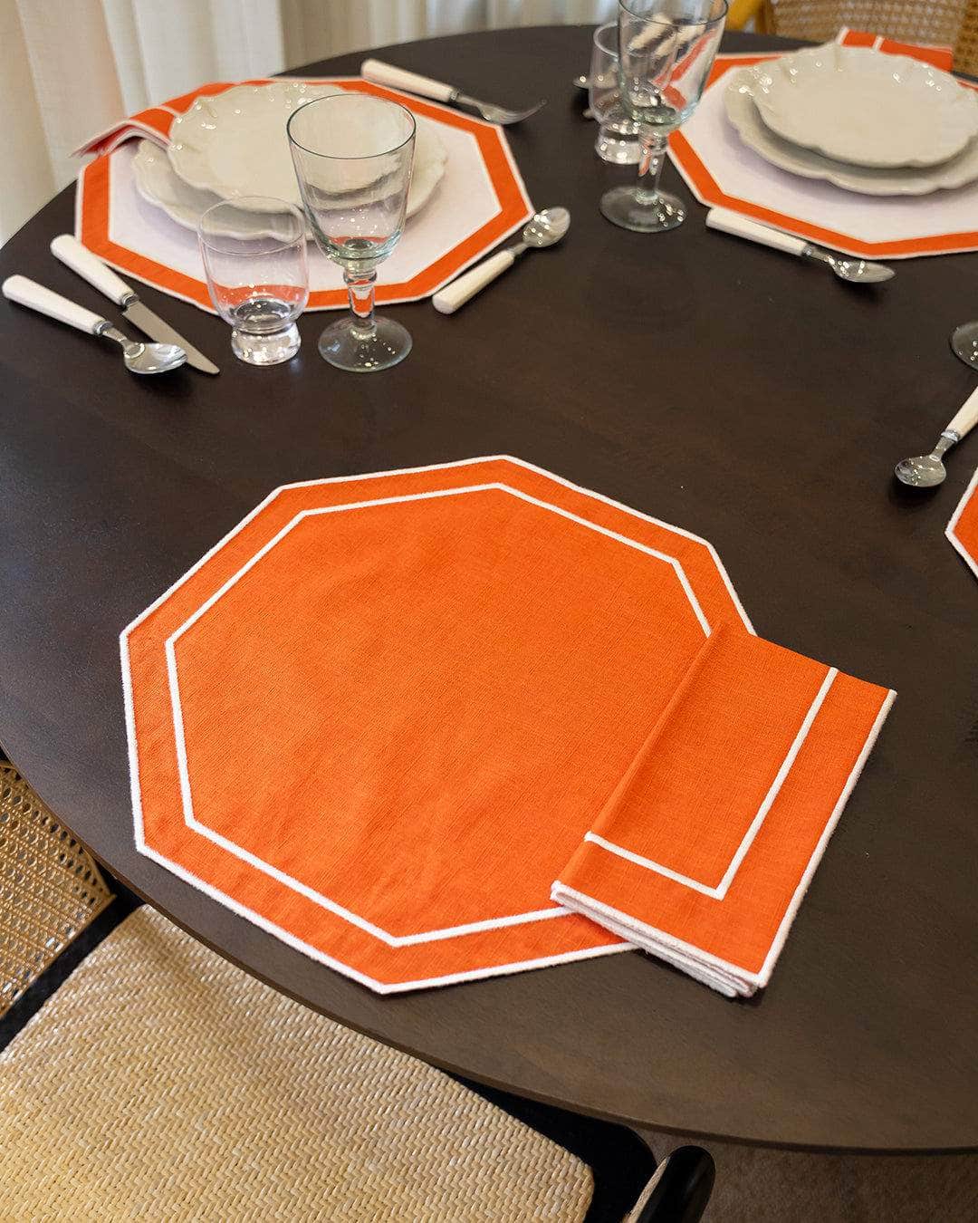 Douro Placemat, Orange with White (Reversible)