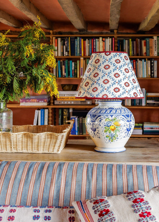 Folk Flower Lampshade - Red / Blue