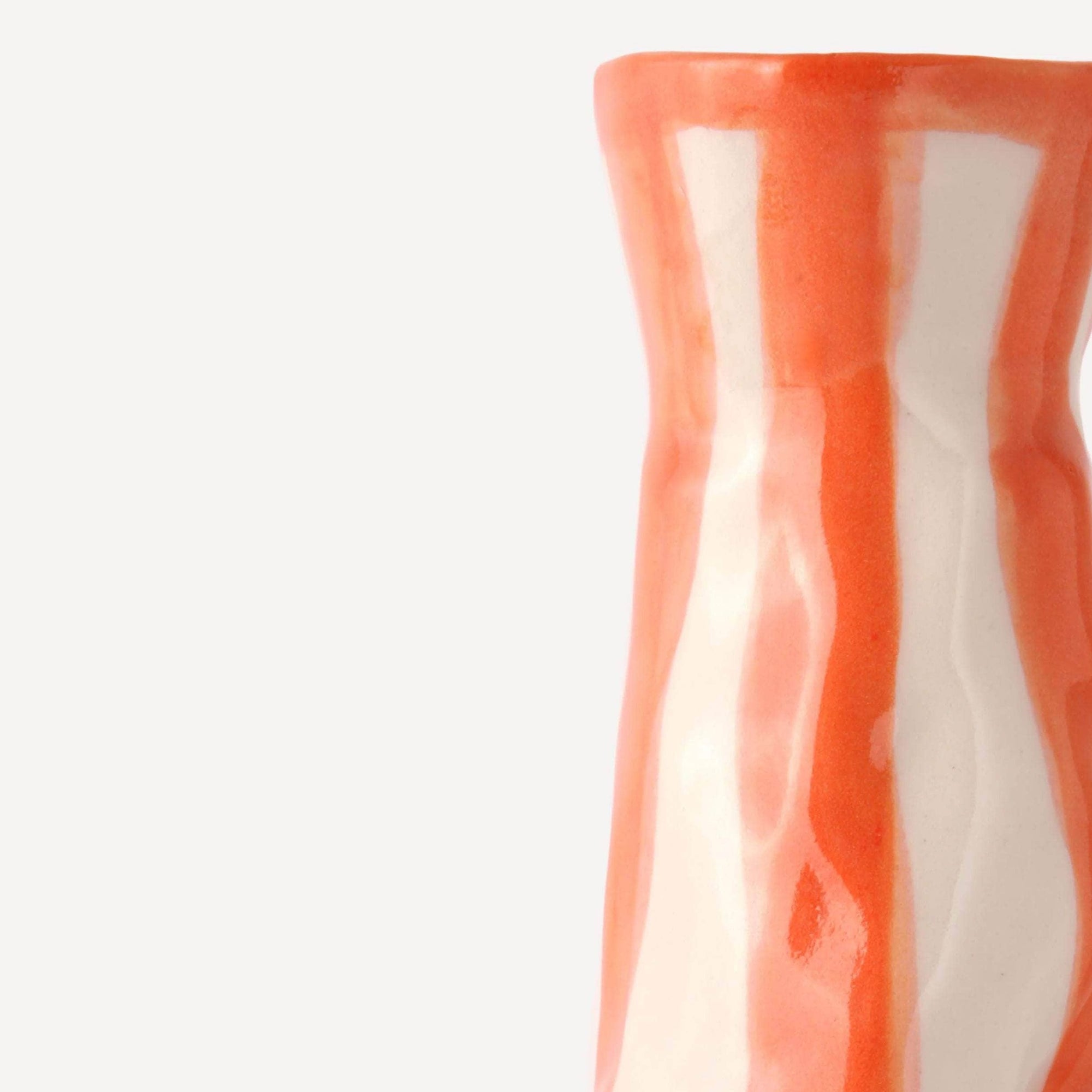 Flame Orange Candy Stripe Vase