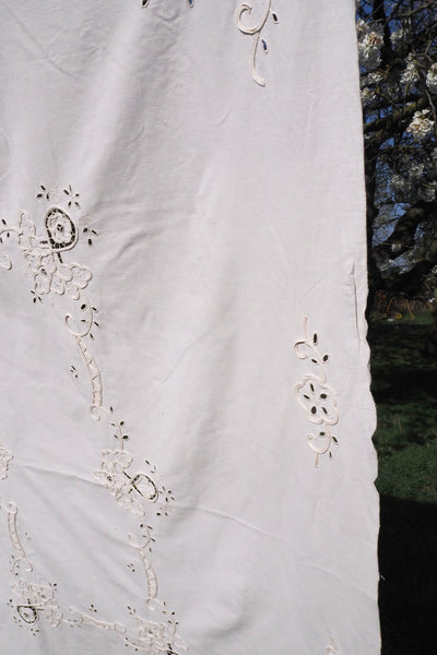 Antique Broderie Anglaise Tablecloth