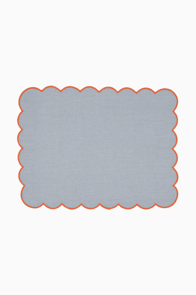 Zero-Waste Scalloped Linen Placemats Sky Blue - Set of 2