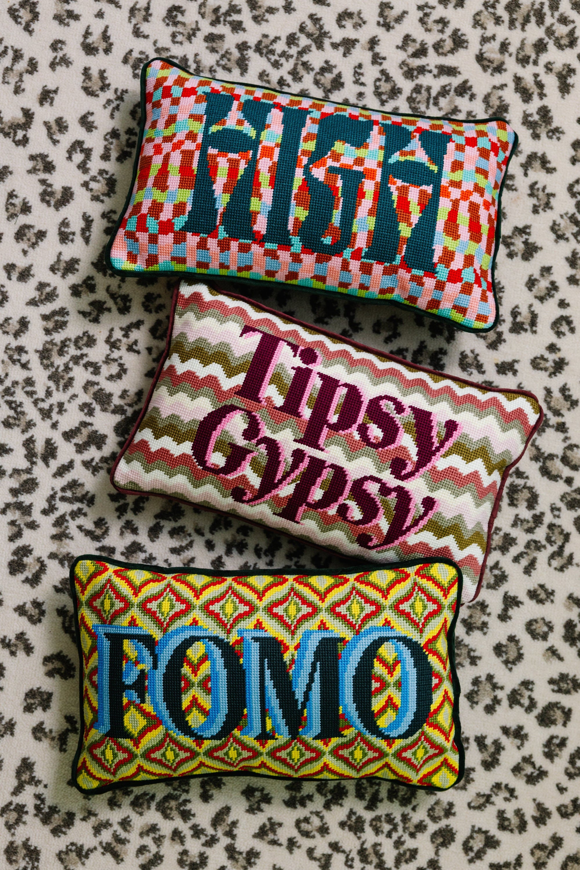 Tipsy Gypsy Needlepoint Pillow