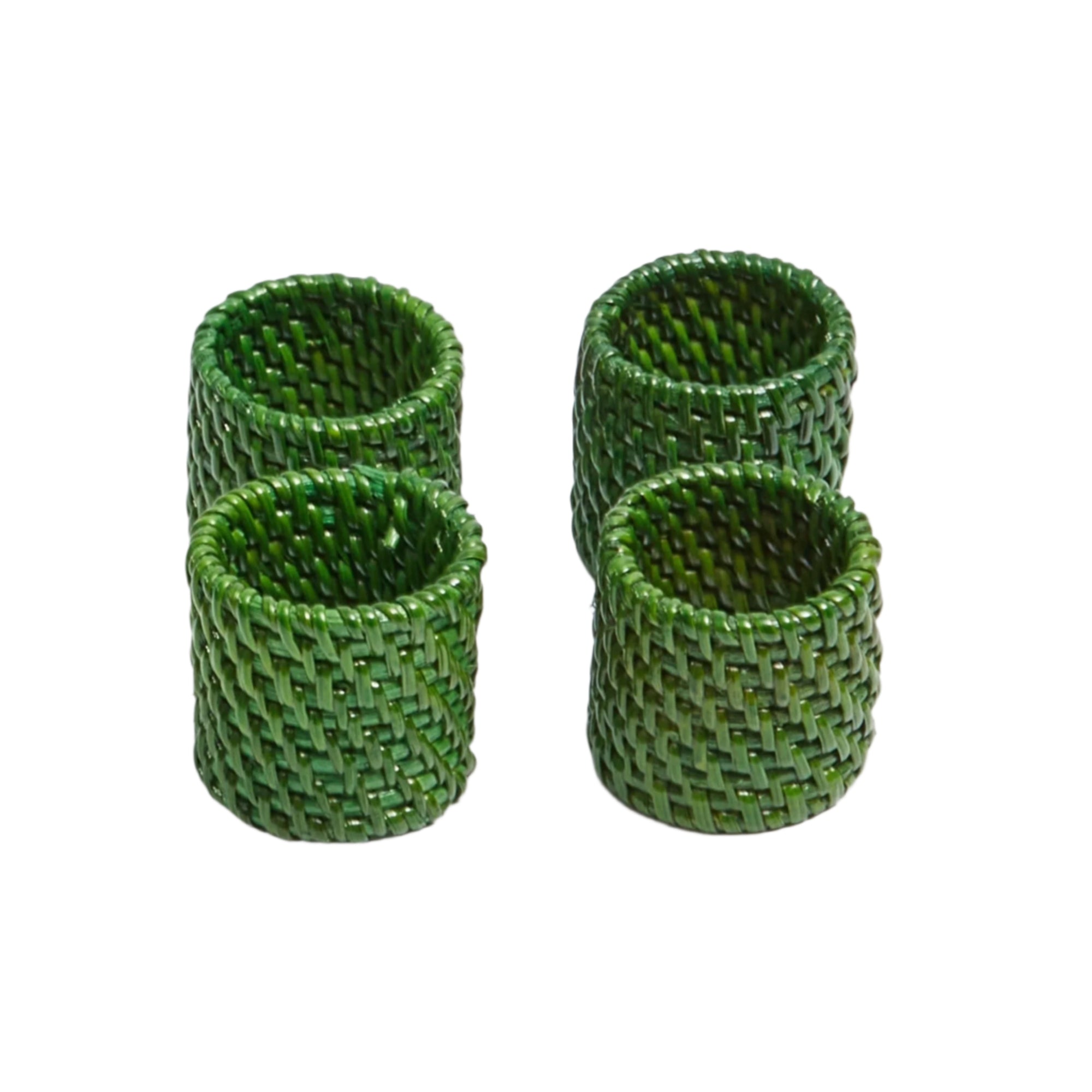 Green Rattan Napkin Rings (set of 4)