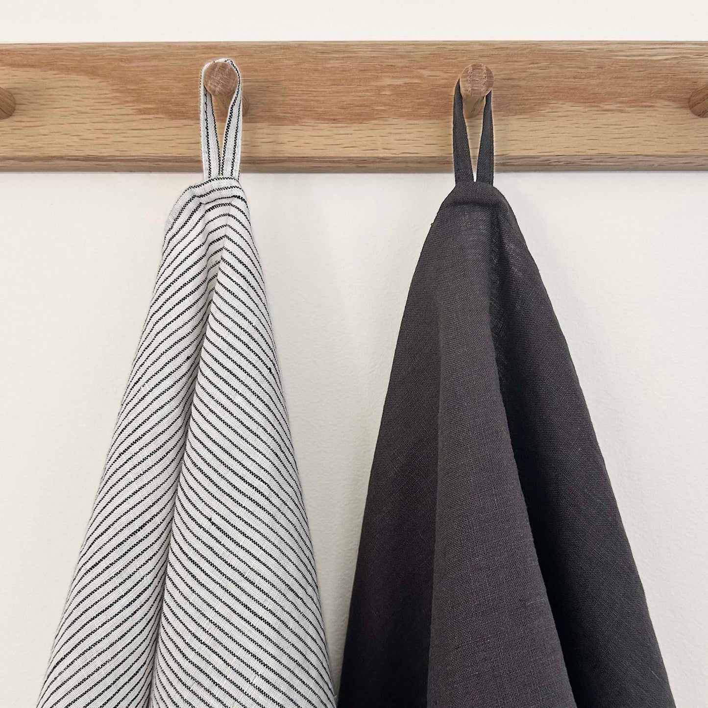 100% Linen Tea Towels OEKO-TEX® Certified - Charcoal + Stripe