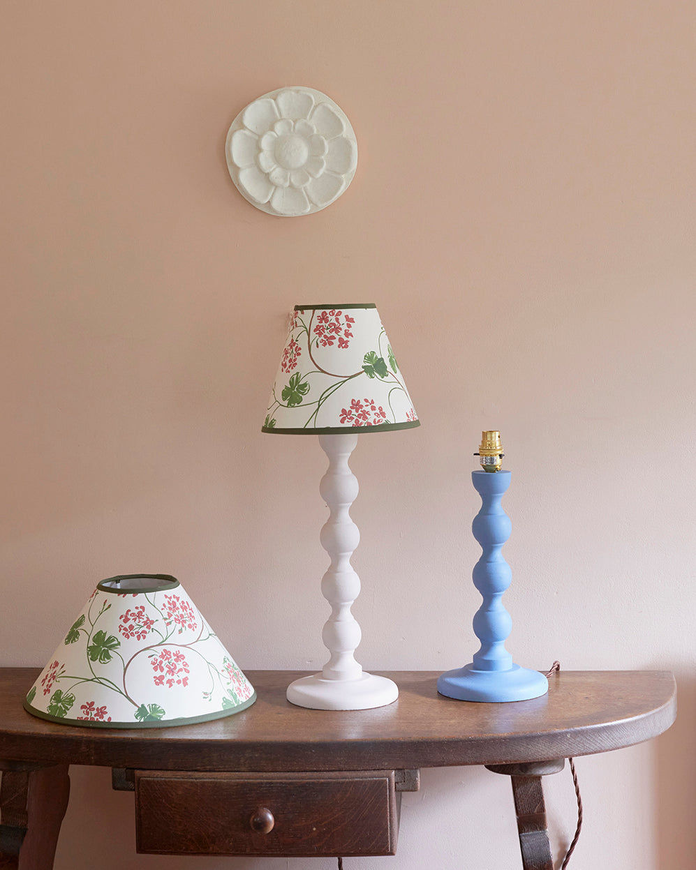 Hand Painted Beechwood Bobbin Lamp