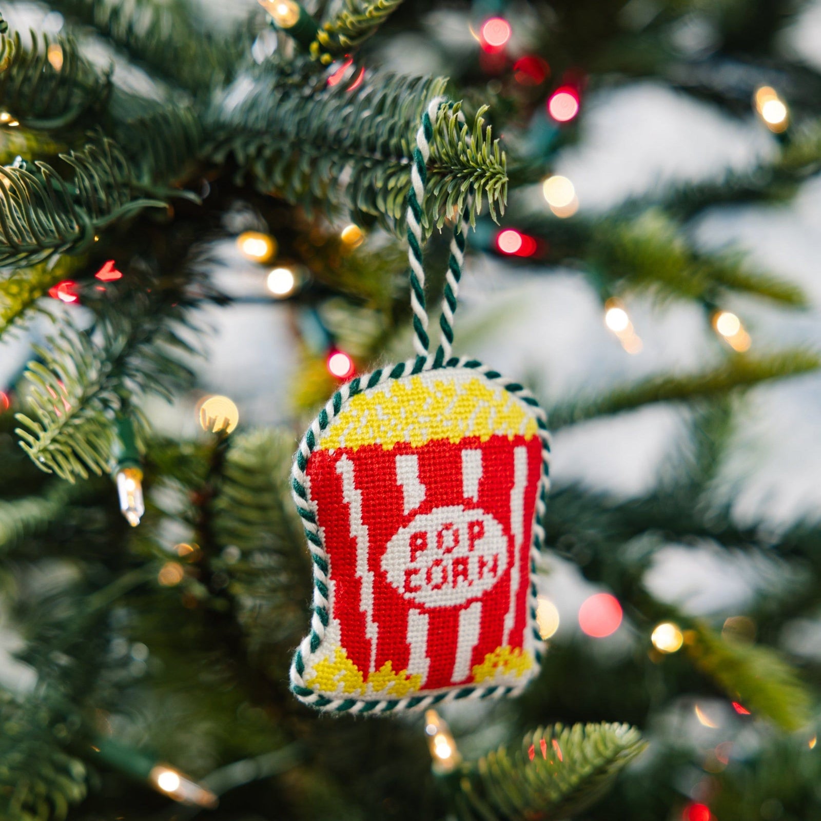 Needlepoint Icon Ornament - Popcorn Bucket