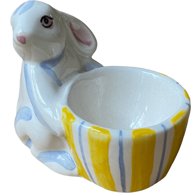 Yellow Striped Bunny Egg Cup
