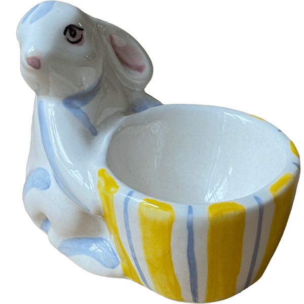 Yellow Striped Bunny Egg Cup