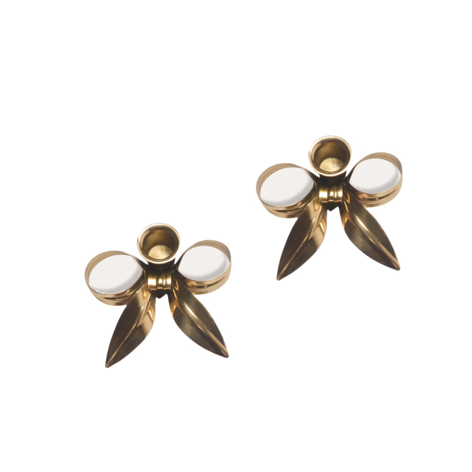 A Pair of Bow Candleholders | Brass