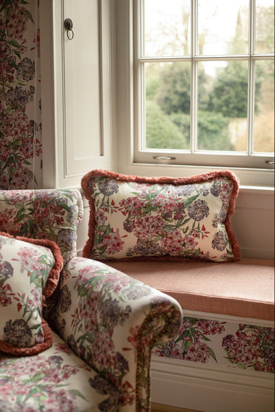 Mixed Phlox Cushion with Pink Cotton Trim