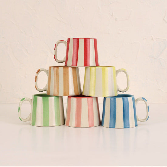 Ceramic Blue Stripe Coffee Cup - 220ml (SET OF 4)
