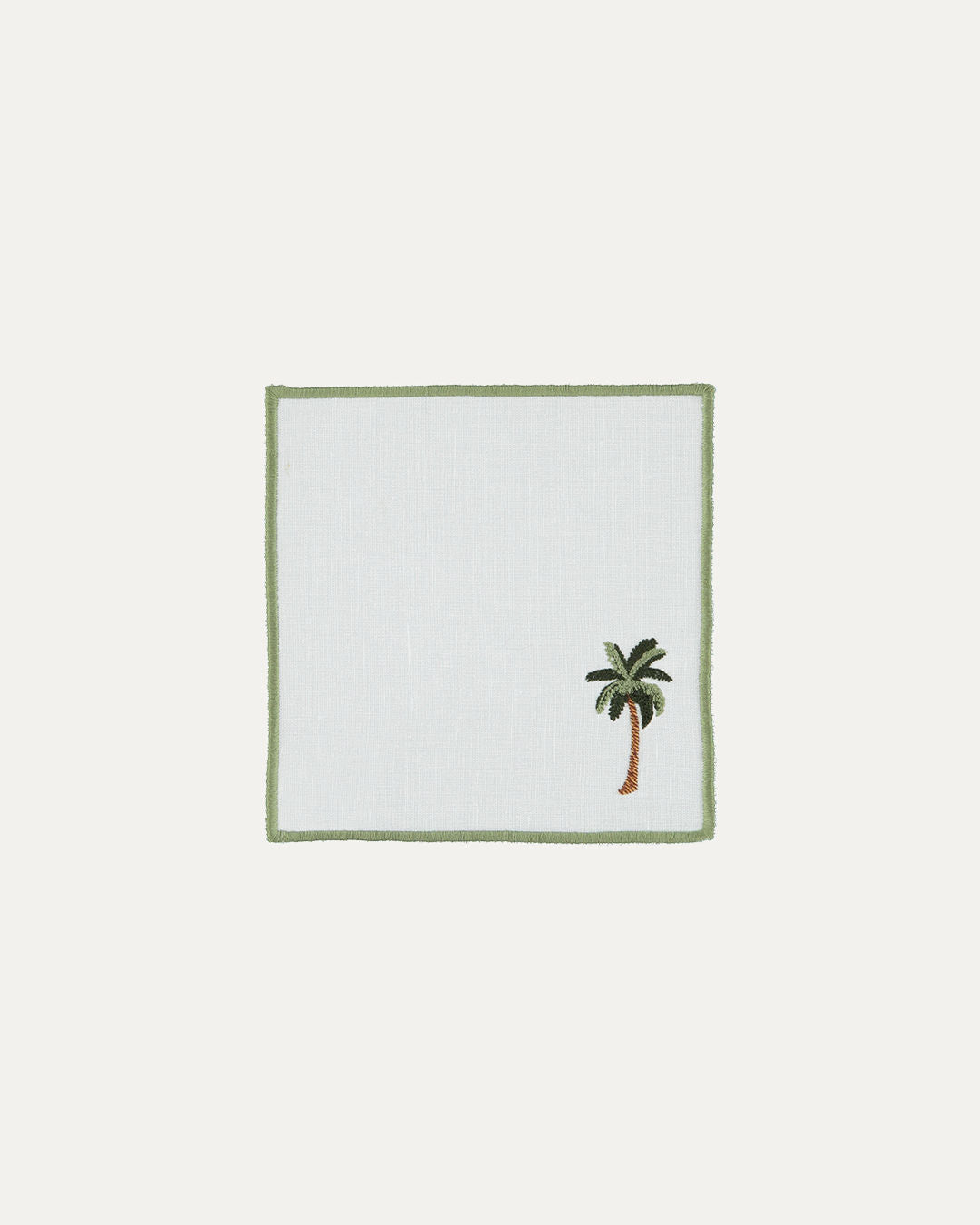 White Cocktail Napkin with Palm Tree