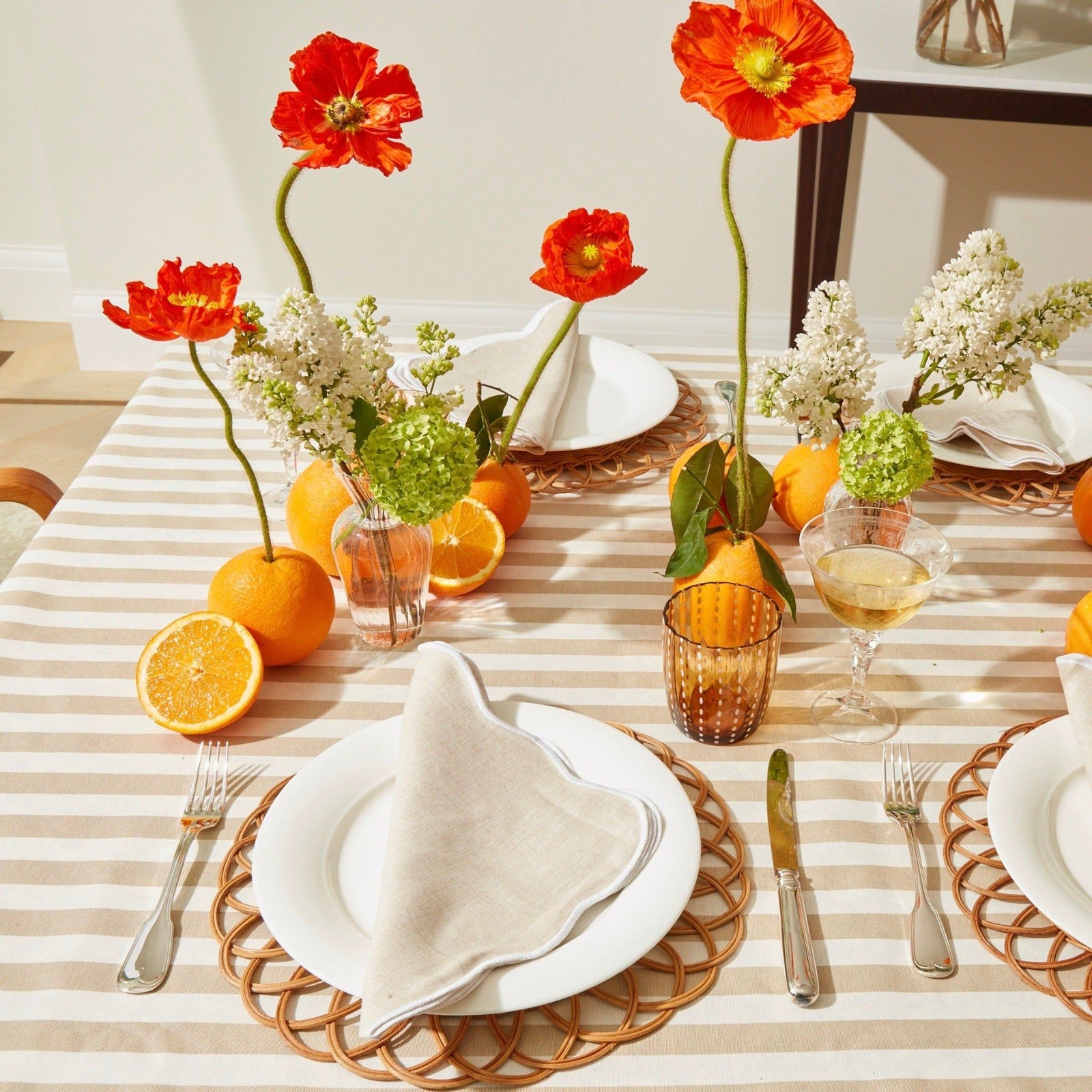 Beige Stripe Tablecloth Tablecloths