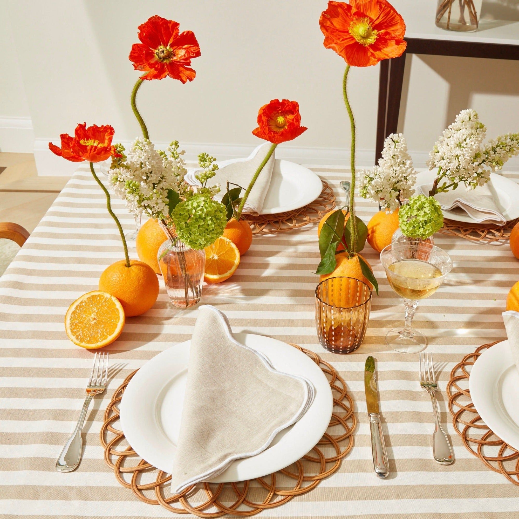 Beige Stripe Tablecloth Tablecloths